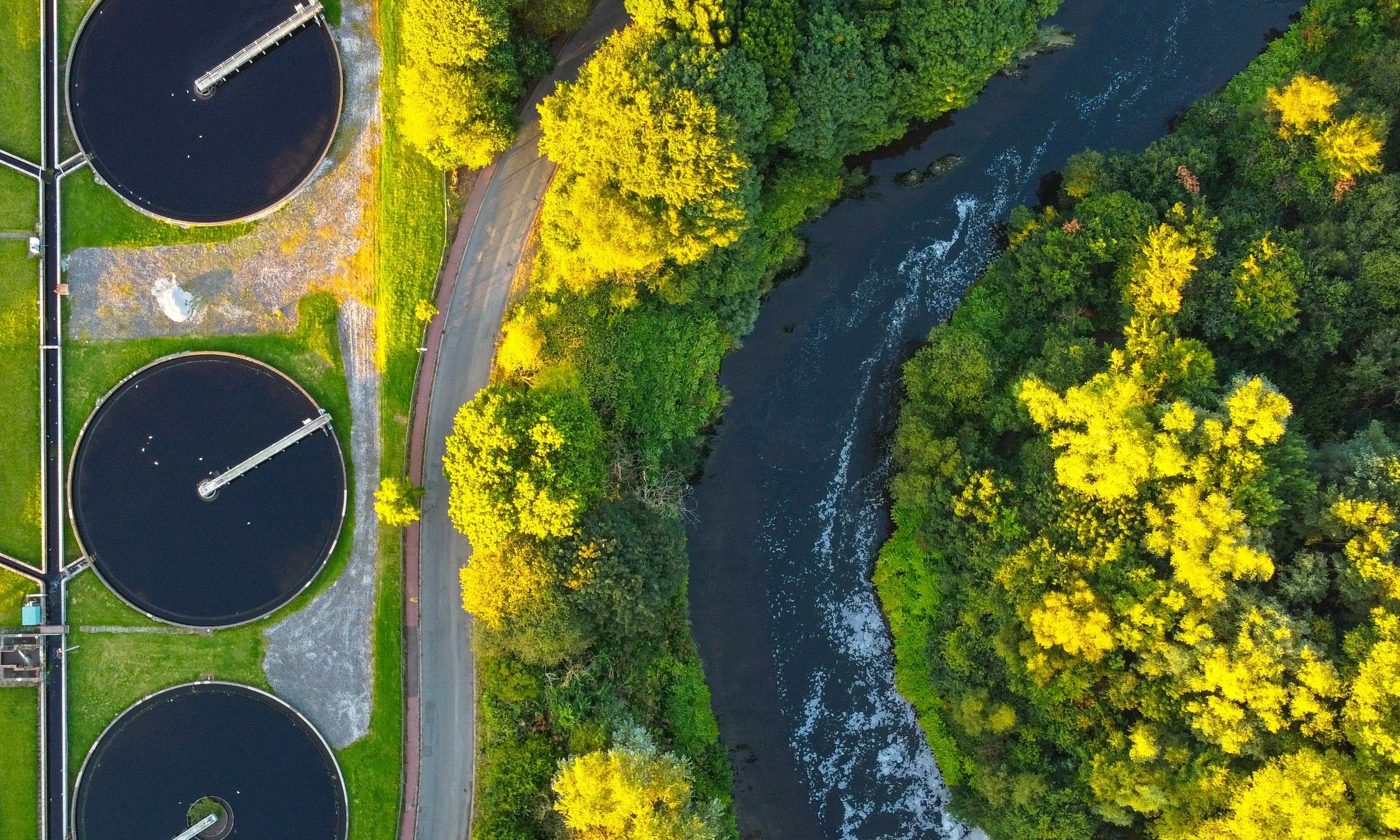 Water treatment plant. Recycling plant top view