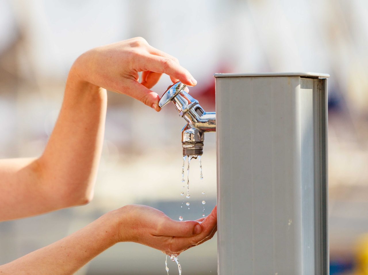 Municipal drinking water fountain